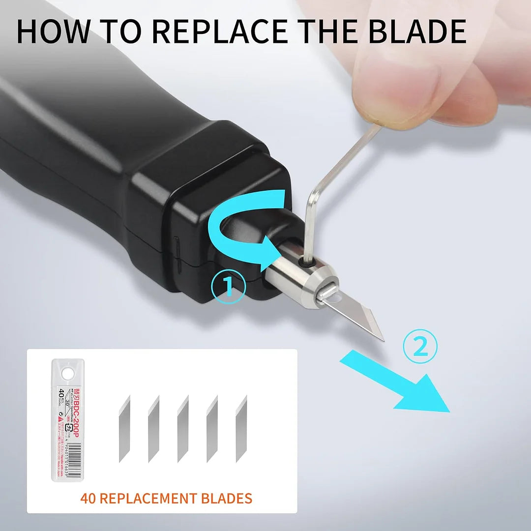 Handheld Ultrasonic Cutter,Patented Non-Slip Grip,40 Replacement Blades,30W 40KHz High-Precision Ultrasonic Cutting Knife for Plastic, Resin, Carbon Fiber,3D Print Models & More